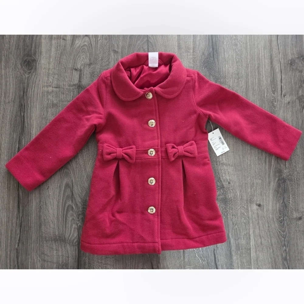 Gymboree Red Pea Coat with Bow Details Size 3t NWT
